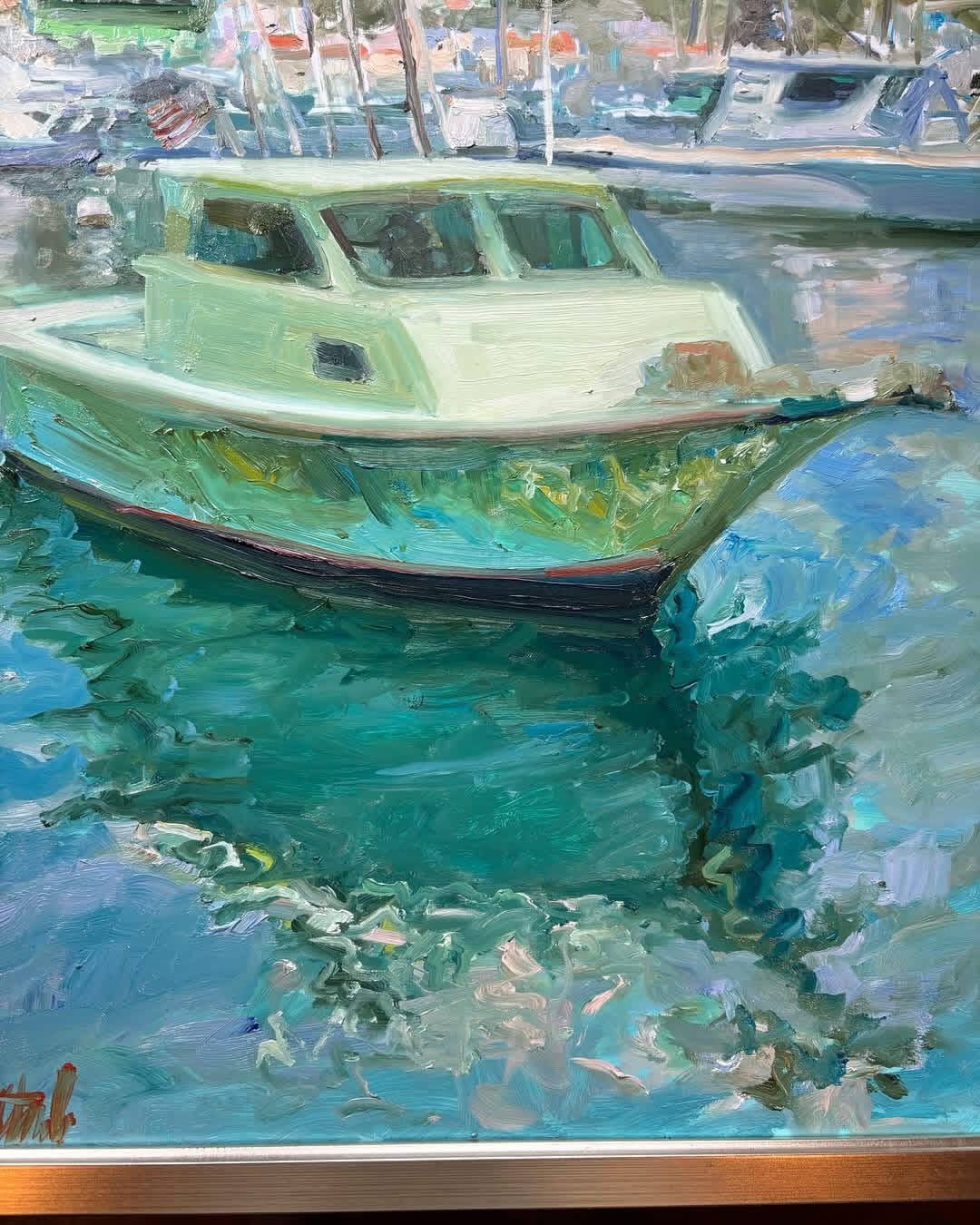 Moored in Avalon, oil on canvas